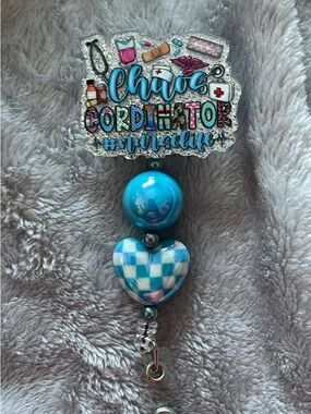 Chaos Coordinator Nurse Life Badge Reel - Blue Checker Heart